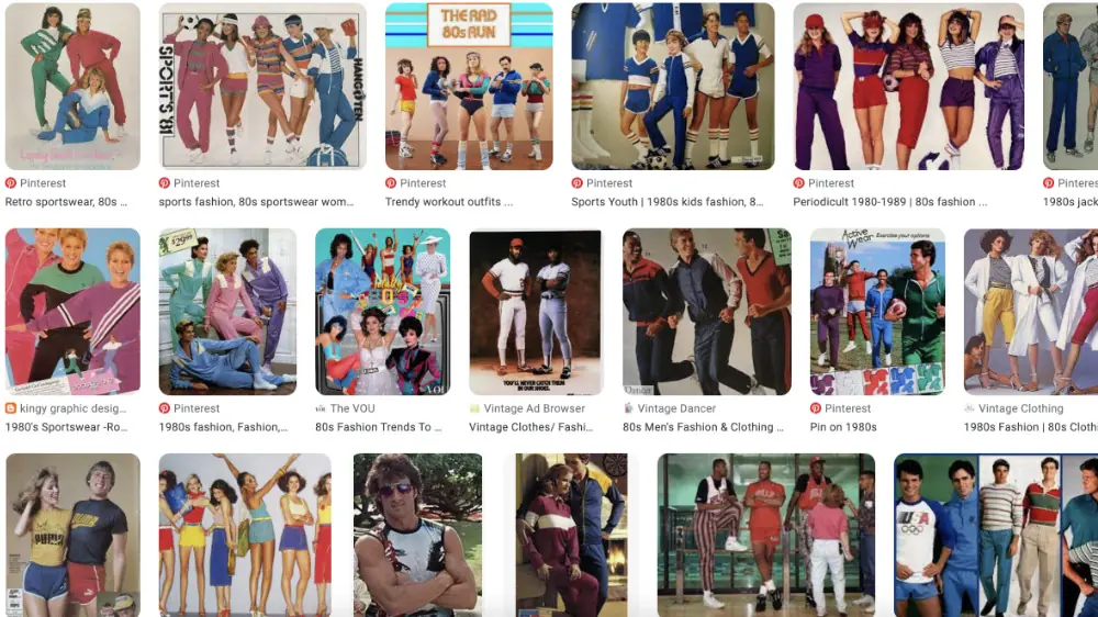 screenshot of 1980s sports fashion