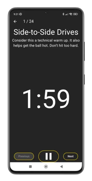 BetterPractice app — routine in progress