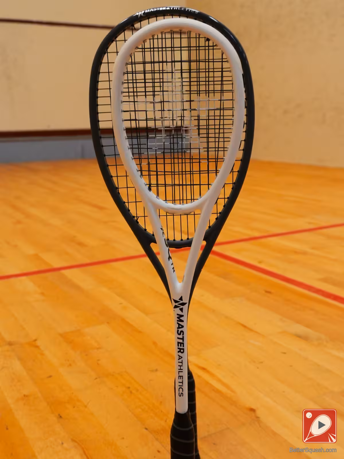 Two Master Athletics Squash Racquets showing the headsize comparison